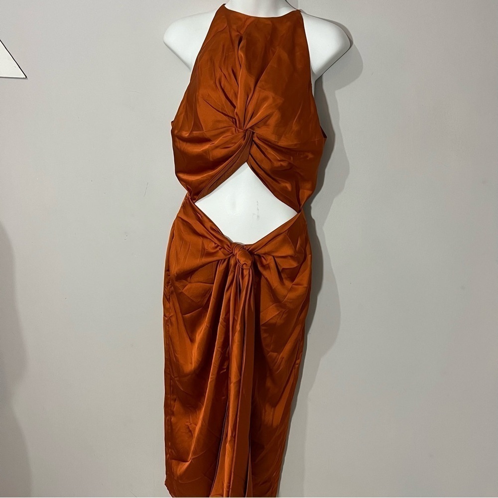 NWT Andrea Iyamah Orange Dress | Luxury Resortwear | Coastal Vacay | Cut Out - Picture 3 of 17